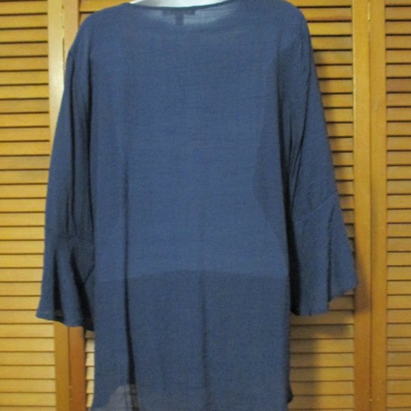 Spense top Romantic Boho lightweight flowy navy & cream blouse like new size L - Picture 7 of 7